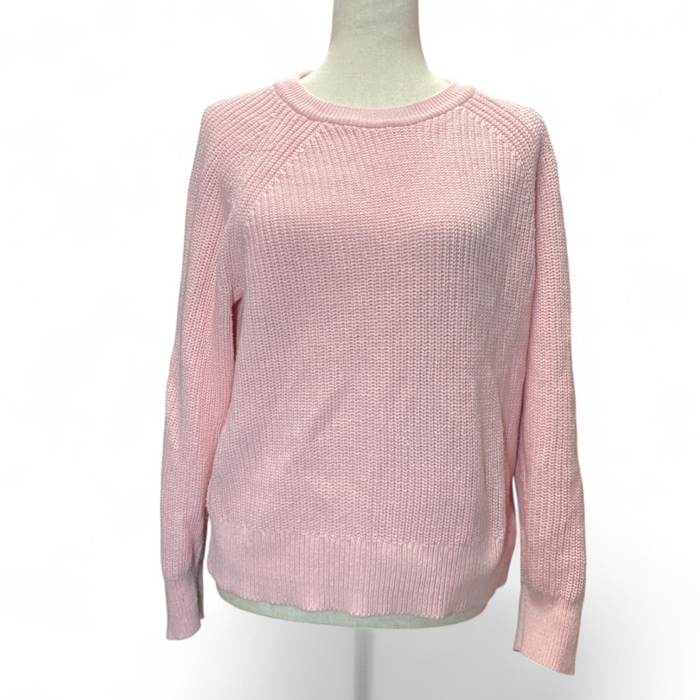 J. Crew Womens Powder Pink Cable Knit Crewneck‎ Barbiecore Sweater Large